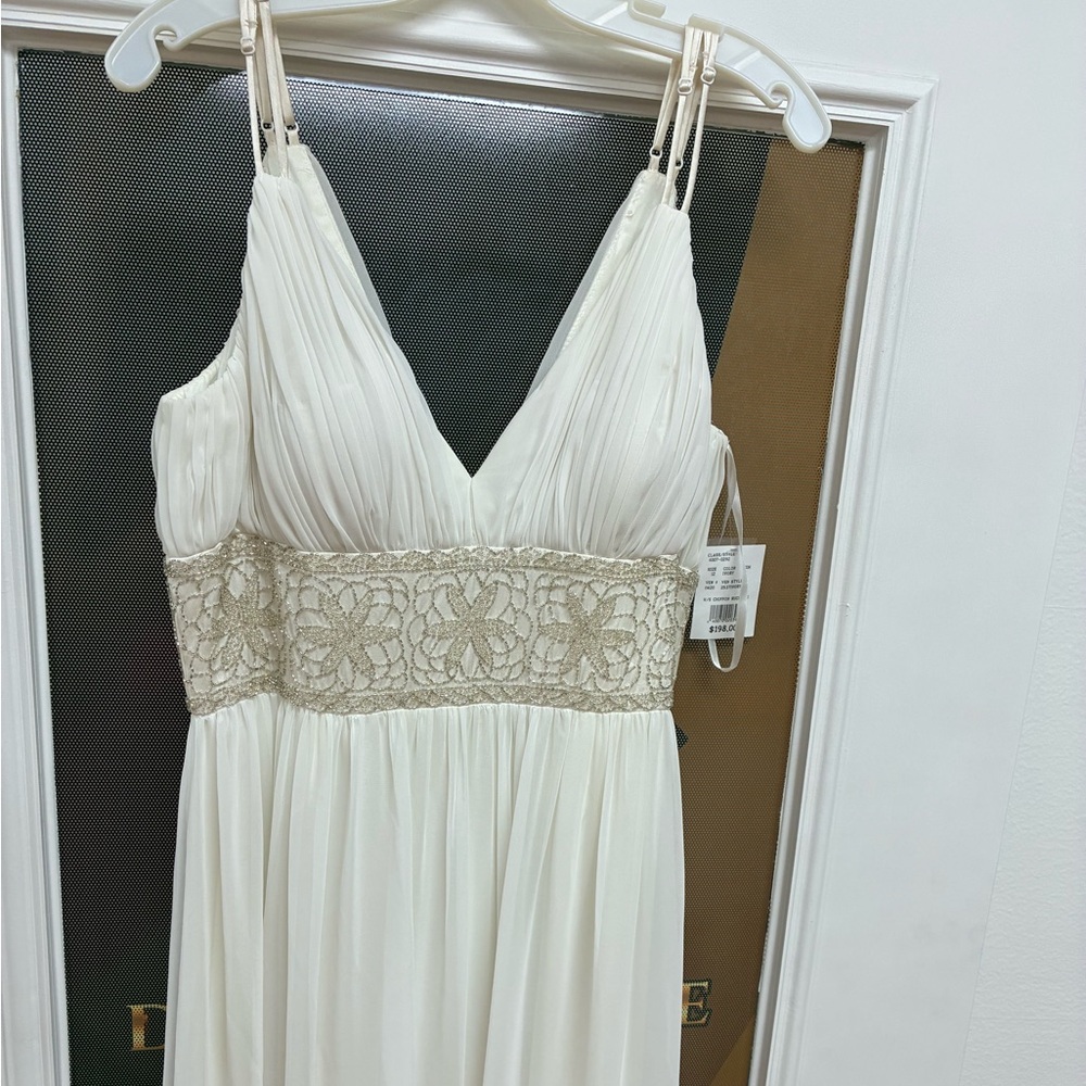 David's Bridal White with beaded accents Wedding Dress